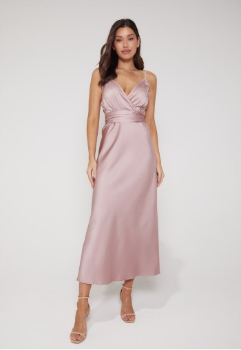 Louisa Tie Waist Cami Wrap Maxi Dress - Blush