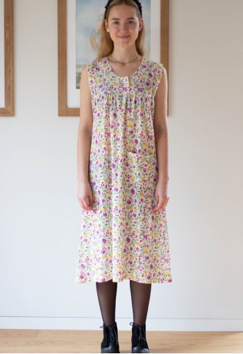 White sleeveless floral dress