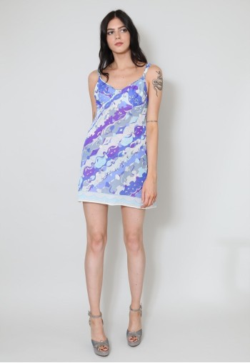 Emilio Pucci Vintage 60's Blue Purple Mini Slip Dress