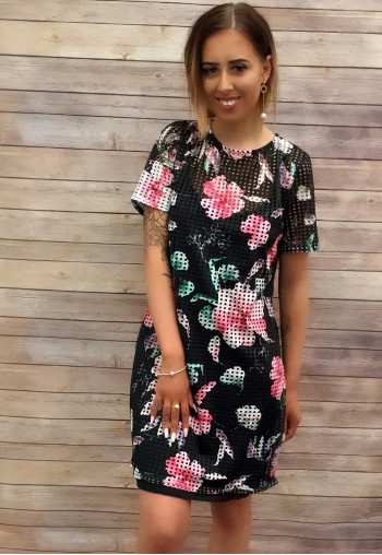 Black Floral 2 Piece Shift Dress