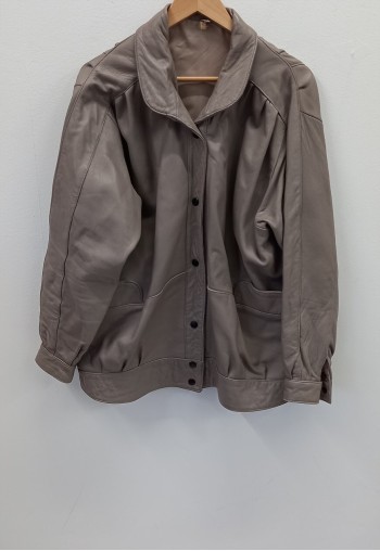 Y2K Vintage Grey Leather Jacket
